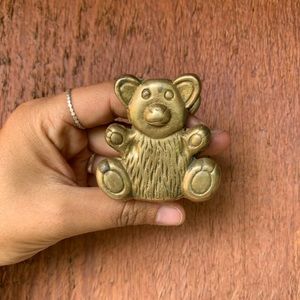 Vintage Brass Teddy Bear Bag Clip